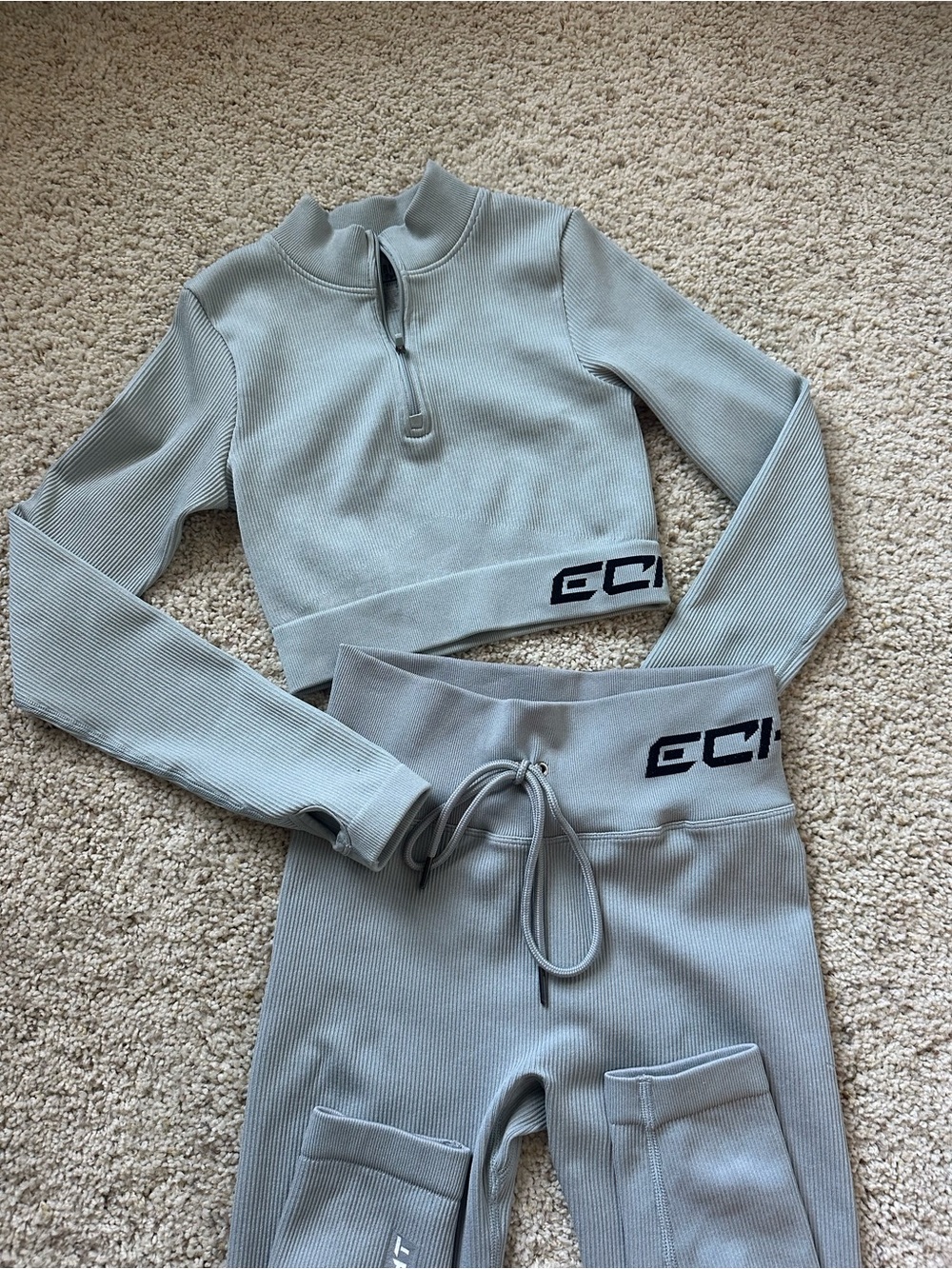 ECHT Light Gray Ribbed Set